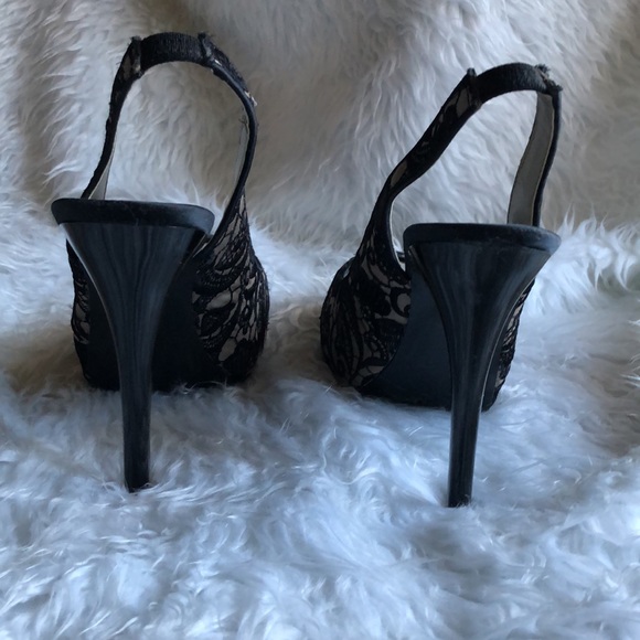 GUESS OPEN TOE FABRIC HEELS - Picture 5 of 6